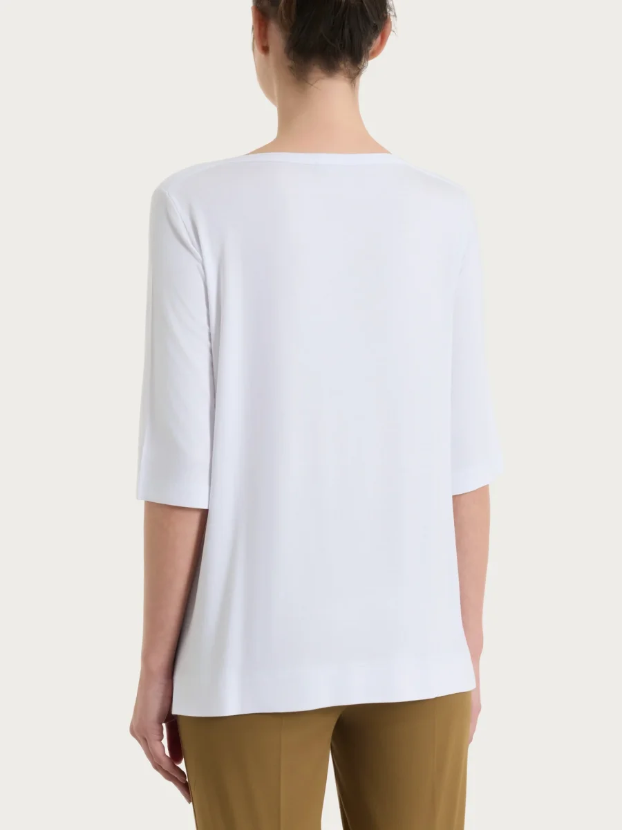 Maglietta con manica 3/4 in misto viscosa - Bianco - immagine 3