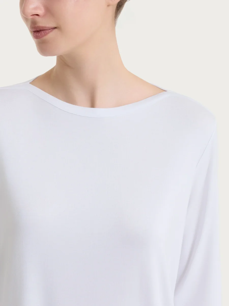 Maglietta con manica 3/4 in misto viscosa - Bianco - immagine 4