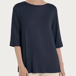 Maglietta con manica 3/4 in misto viscosa - Bleu