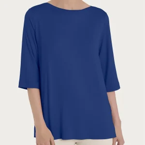 Maglietta con manica 3/4 in misto viscosa - Blueberry