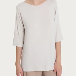 Maglietta con manica 3/4 in misto viscosa - Champignon