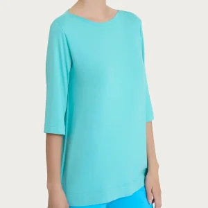 Maglietta con manica 3/4 in misto viscosa - Pool Blue