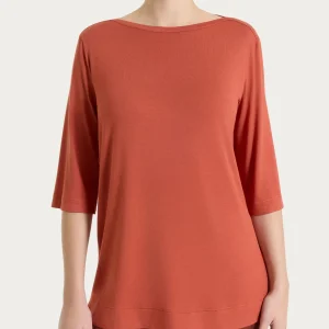 Maglietta con manica 3/4 in misto viscosa - Burnt Brick