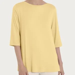 Maglietta con manica 3/4 in misto viscosa - Pale Banana