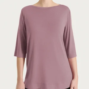 Maglietta con manica 3/4 in misto viscosa - Twilight Mauve