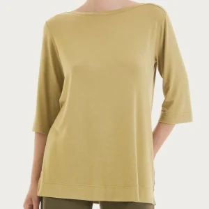 Maglietta con manica 3/4 in misto viscosa - Khaki
