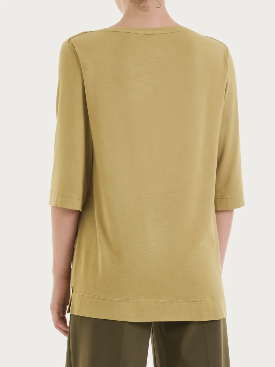 Maglietta con manica 3/4 in misto viscosa - Khaki - immagine 3