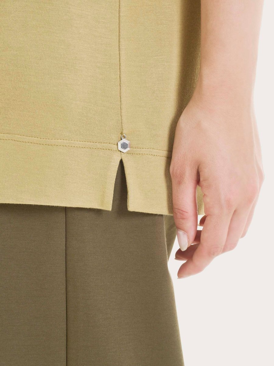 Maglietta con manica 3/4 in misto viscosa - Khaki - immagine 4