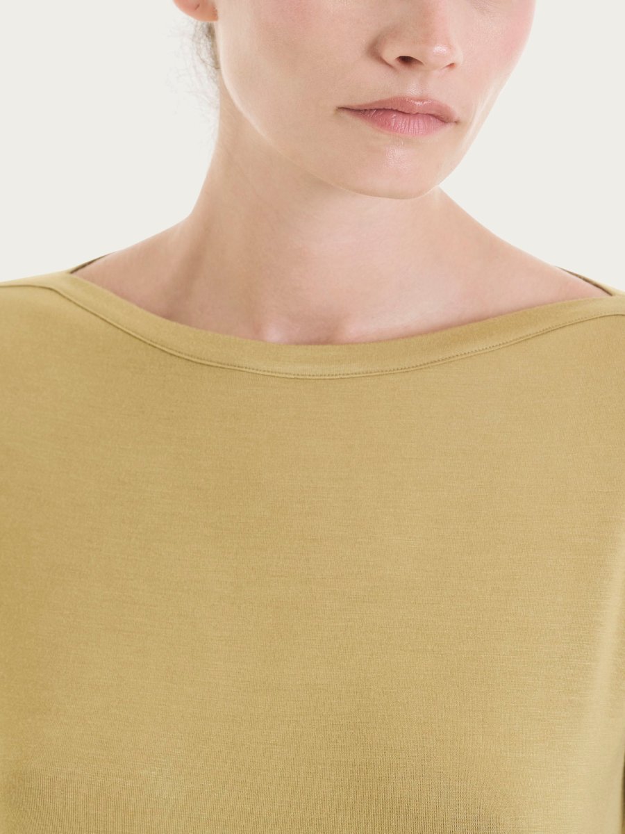 Maglietta con manica 3/4 in misto viscosa - Khaki - immagine 5