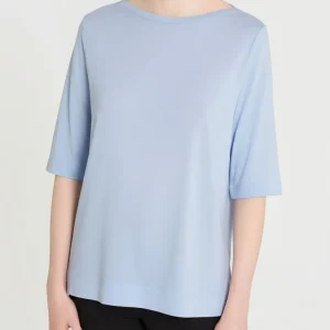 Maglietta con manica 3/4 in misto viscosa - Dusty Blue