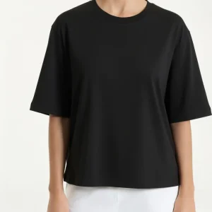 Maglietta boxy tinta unita in Ultralight - Nero