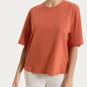 Maglietta boxy tinta unita in Ultralight - Burnt Brick