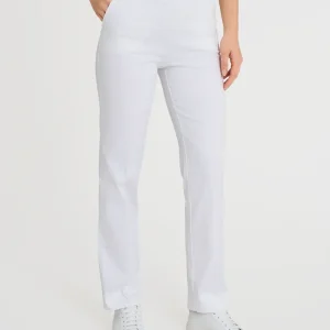 Pantalone dritto con tasche in Satin Power - Bianco