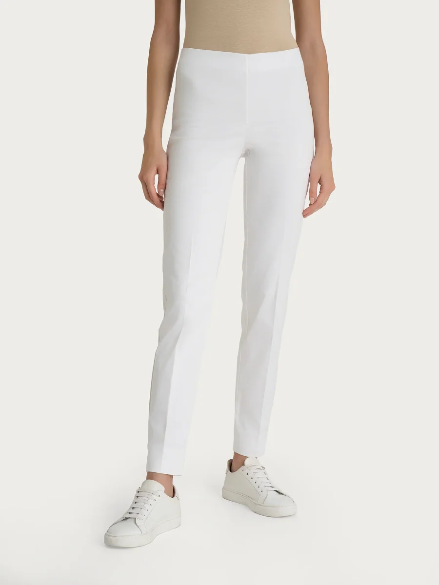 Pantalone a sigaretta con spacchetti in Satin Power - Bianco - immagine 2