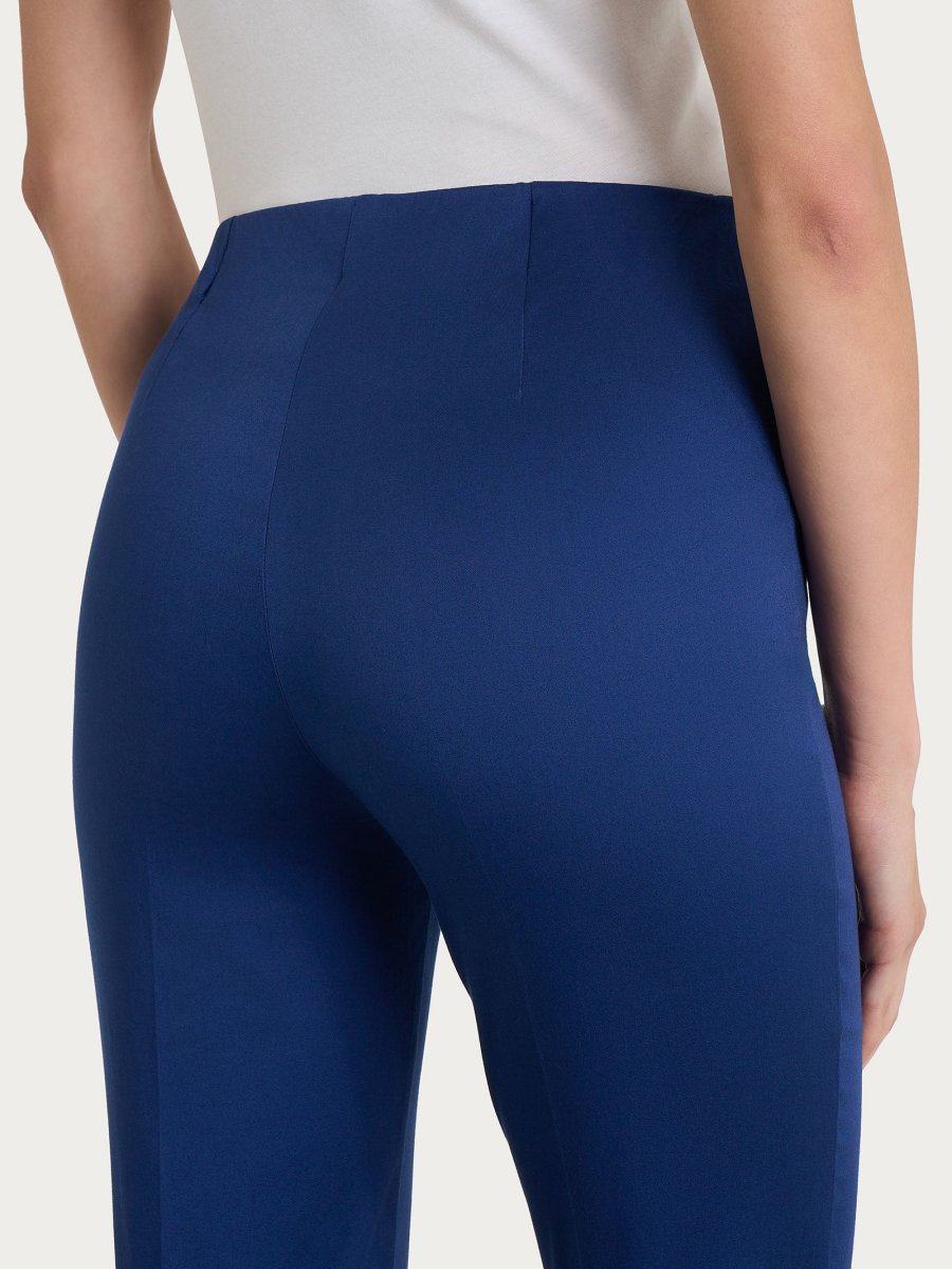 Pantalone a sigaretta con spacchetti in Satin Power - Blueberry - immagine 4