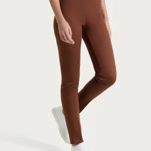 Pantalone a sigaretta con spacchetti in Satin Power - Cappuccino