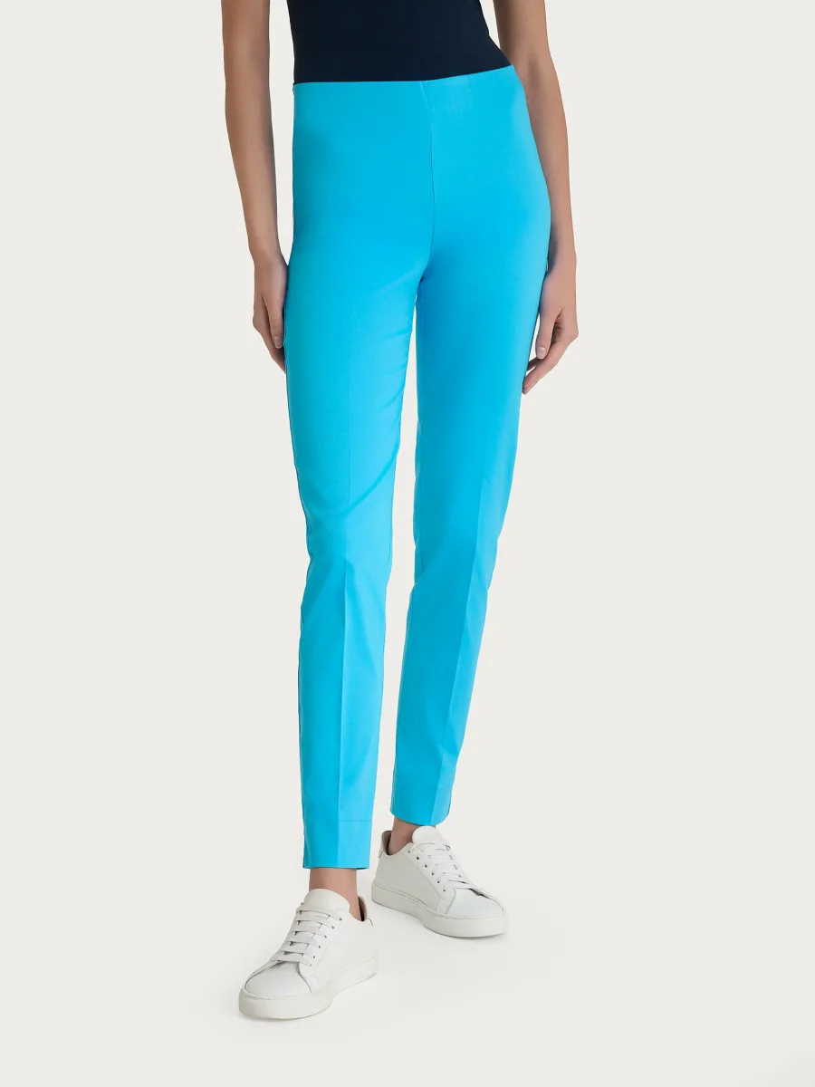 Pantalone a sigaretta con spacchetti in Satin Power - Aquarius