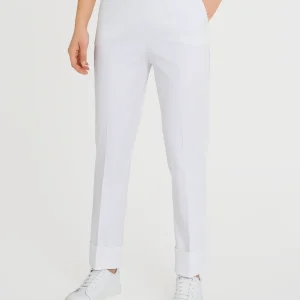 Pantalone slim dritto in Satin Power - Bianco