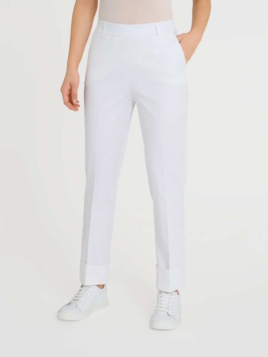 Pantalone slim dritto in Satin Power - Bianco