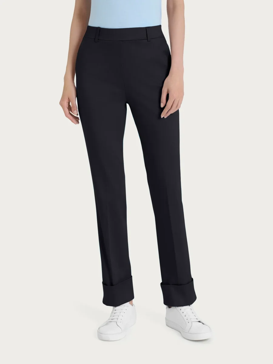 Pantalone slim dritto in Satin Power - Nero