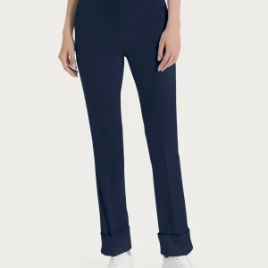 Pantalone slim dritto in Satin Power - Bleu