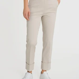 Pantalone slim dritto in Satin Power - Champignon