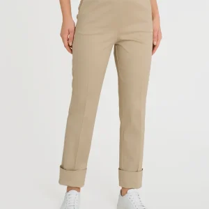 Pantalone slim dritto in Satin Power - Irish Cream
