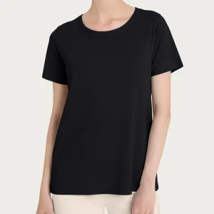 Maglietta girocollo in slub jersey di cotone - Nero