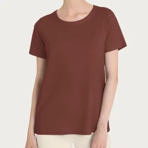 Maglietta girocollo in slub jersey di cotone - Cappuccino