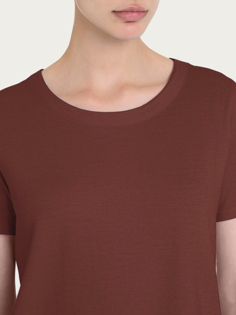 Maglietta girocollo in slub jersey di cotone - Cappuccino - immagine 4