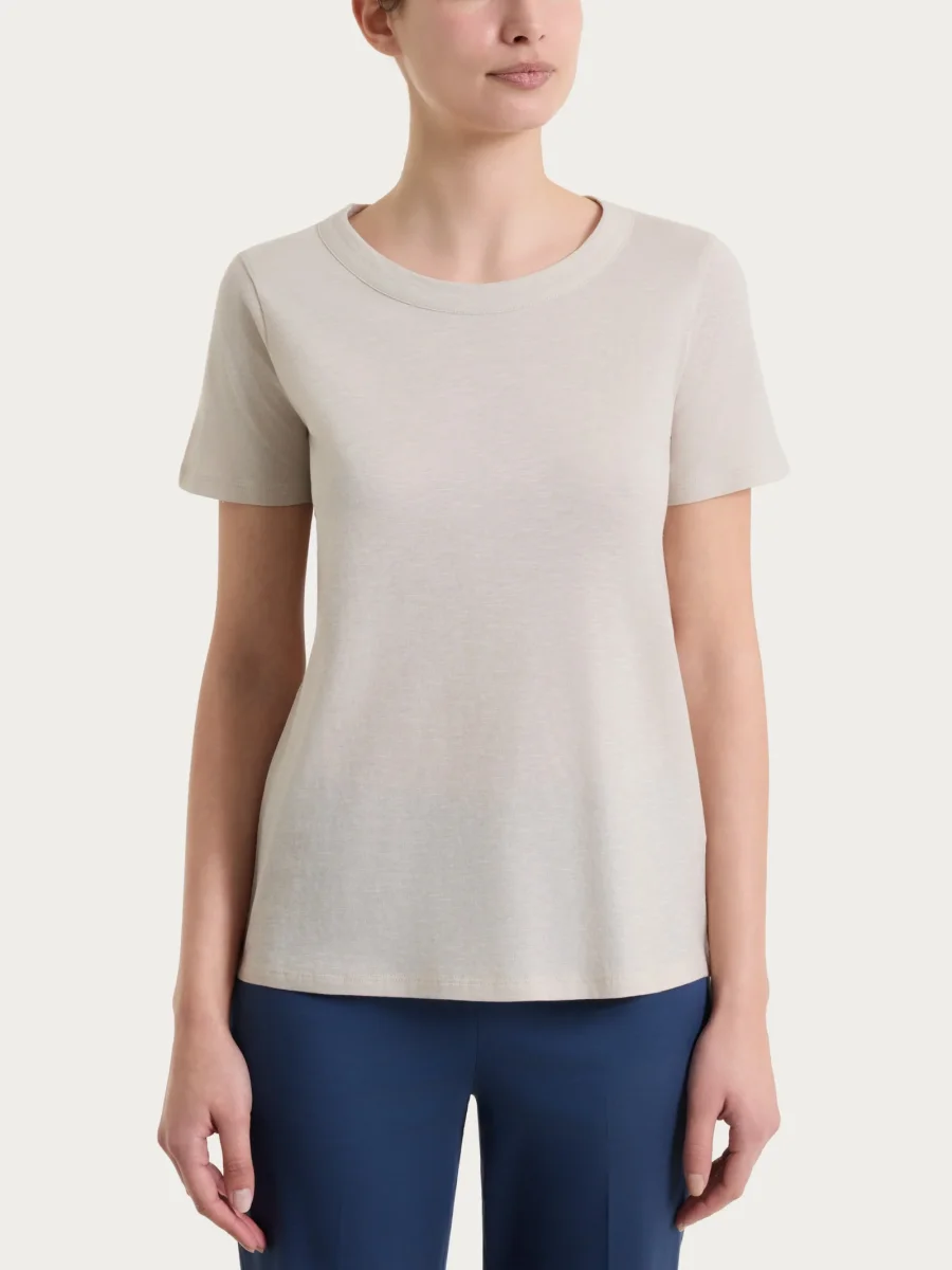 Maglietta girocollo in slub jersey di cotone - Champignon
