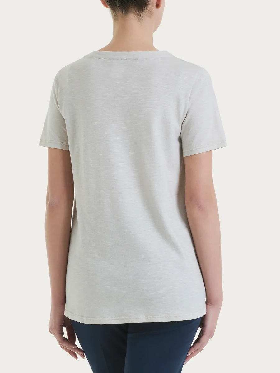 Maglietta girocollo in slub jersey di cotone - Champignon - immagine 8