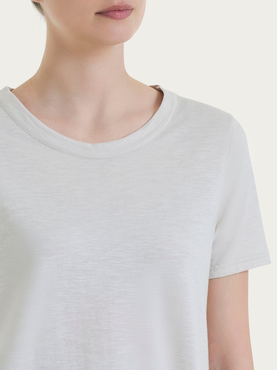 Maglietta girocollo in slub jersey di cotone - Champignon - immagine 7