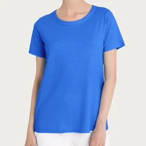 Maglietta girocollo in slub jersey di cotone - Dazzling Blue