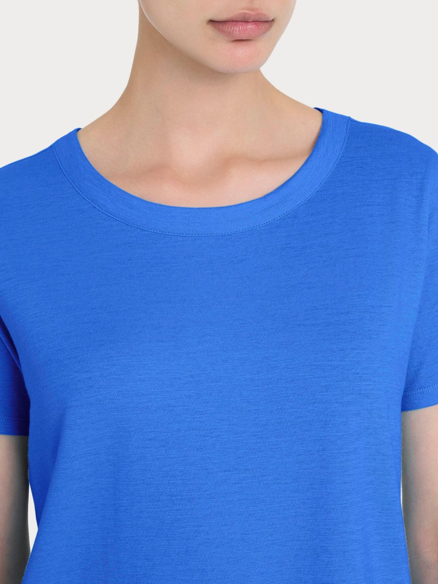 Maglietta girocollo in slub jersey di cotone - Dazzling Blue - immagine 4