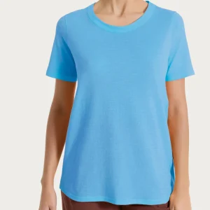 Maglietta girocollo in slub jersey di cotone - Azure Blue