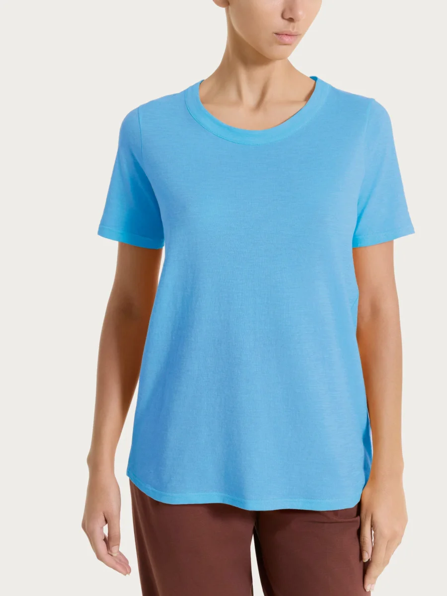 Maglietta girocollo in slub jersey di cotone - Azure Blue - immagine 2