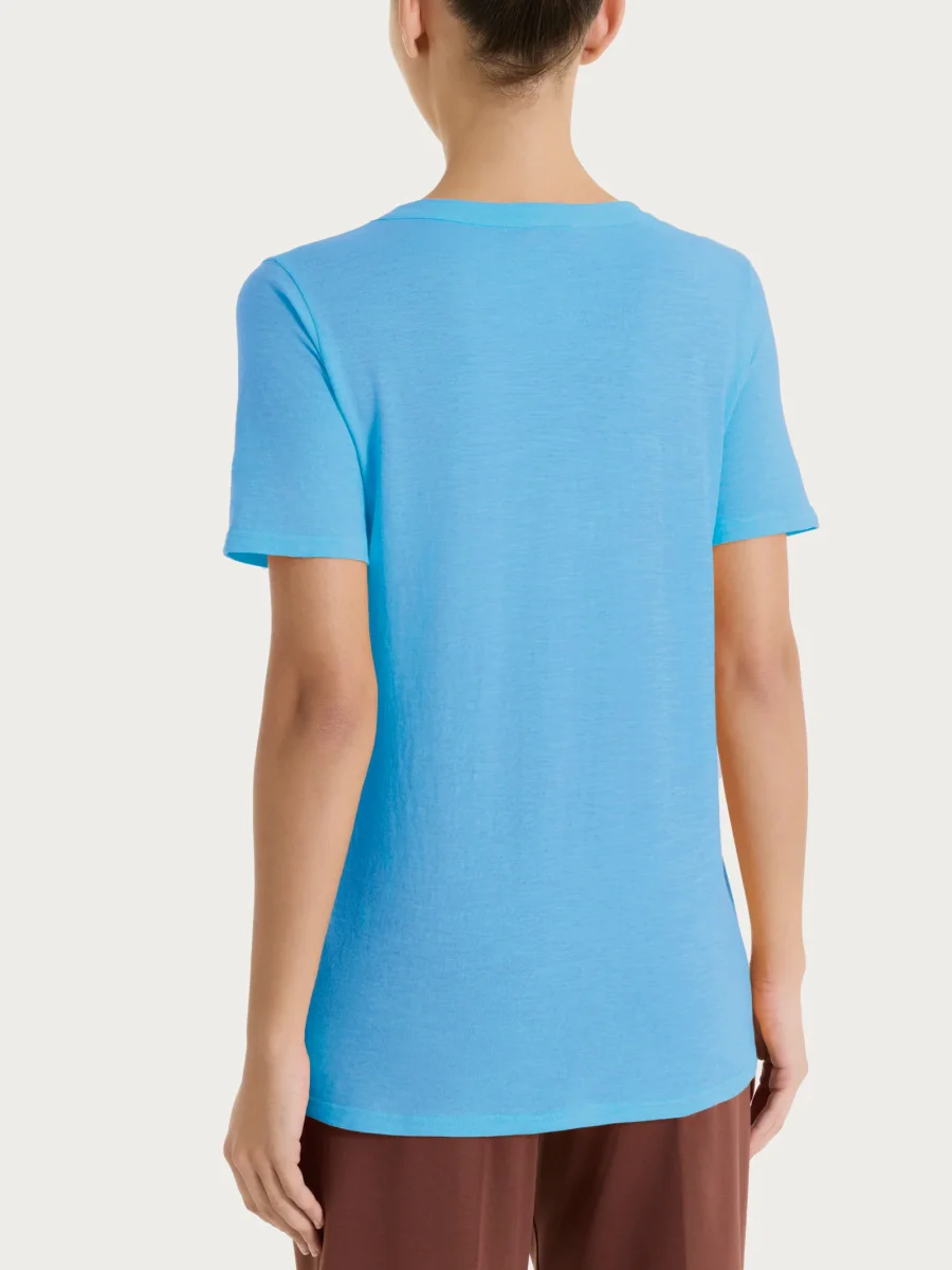 Maglietta girocollo in slub jersey di cotone - Azure Blue - immagine 3