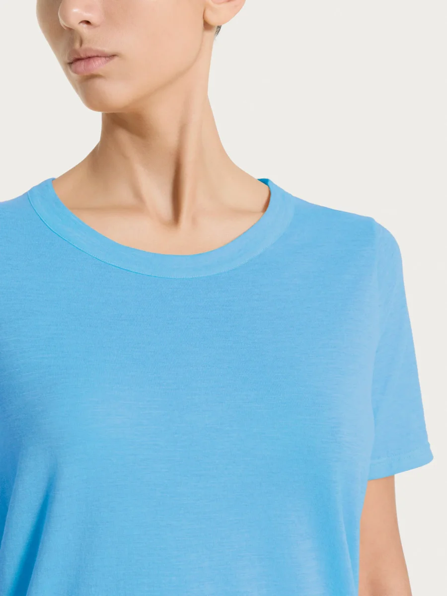 Maglietta girocollo in slub jersey di cotone - Azure Blue - immagine 5