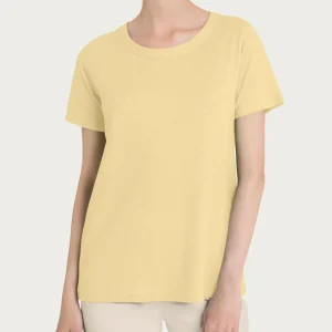 Maglietta girocollo in slub jersey di cotone - Pale Banana