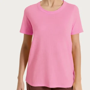Maglietta girocollo in slub jersey di cotone - Cashmere Rose