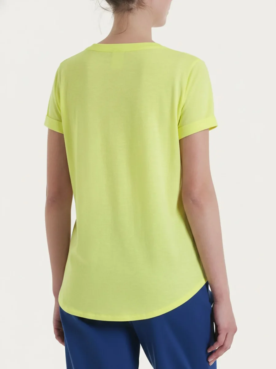 Maglietta con Scollo a V in slub jersey di cotone - Acacia - immagine 3