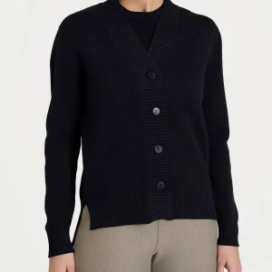 Cardigan asimmetrico con bottoni in Super Soft - Nero
