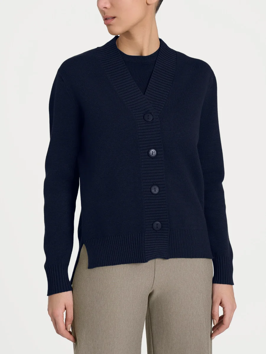 Cardigan asimmetrico con bottoni in Super Soft - Bleu - immagine 2