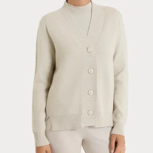Cardigan asimmetrico con bottoni in Super Soft - Champignon