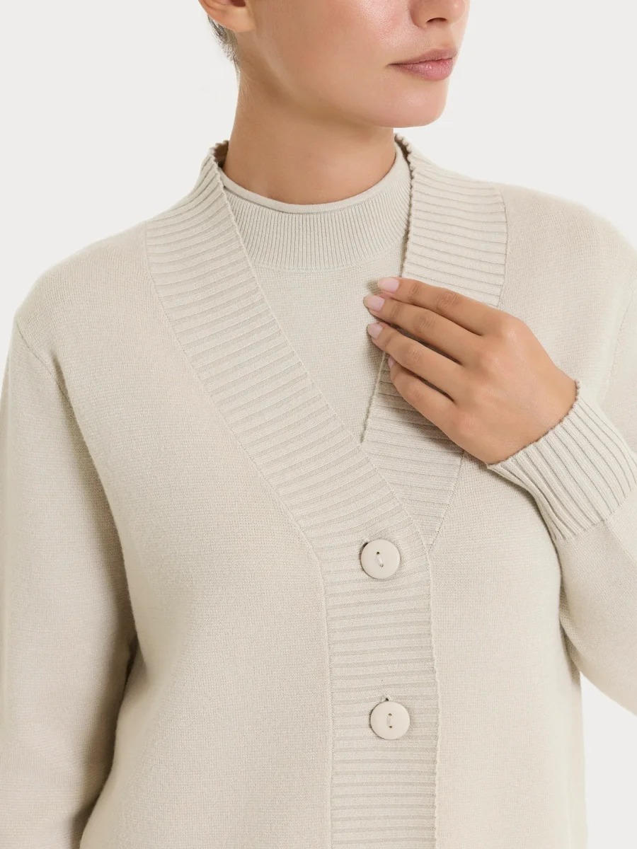 Cardigan asimmetrico con bottoni in Super Soft - Champignon - immagine 4