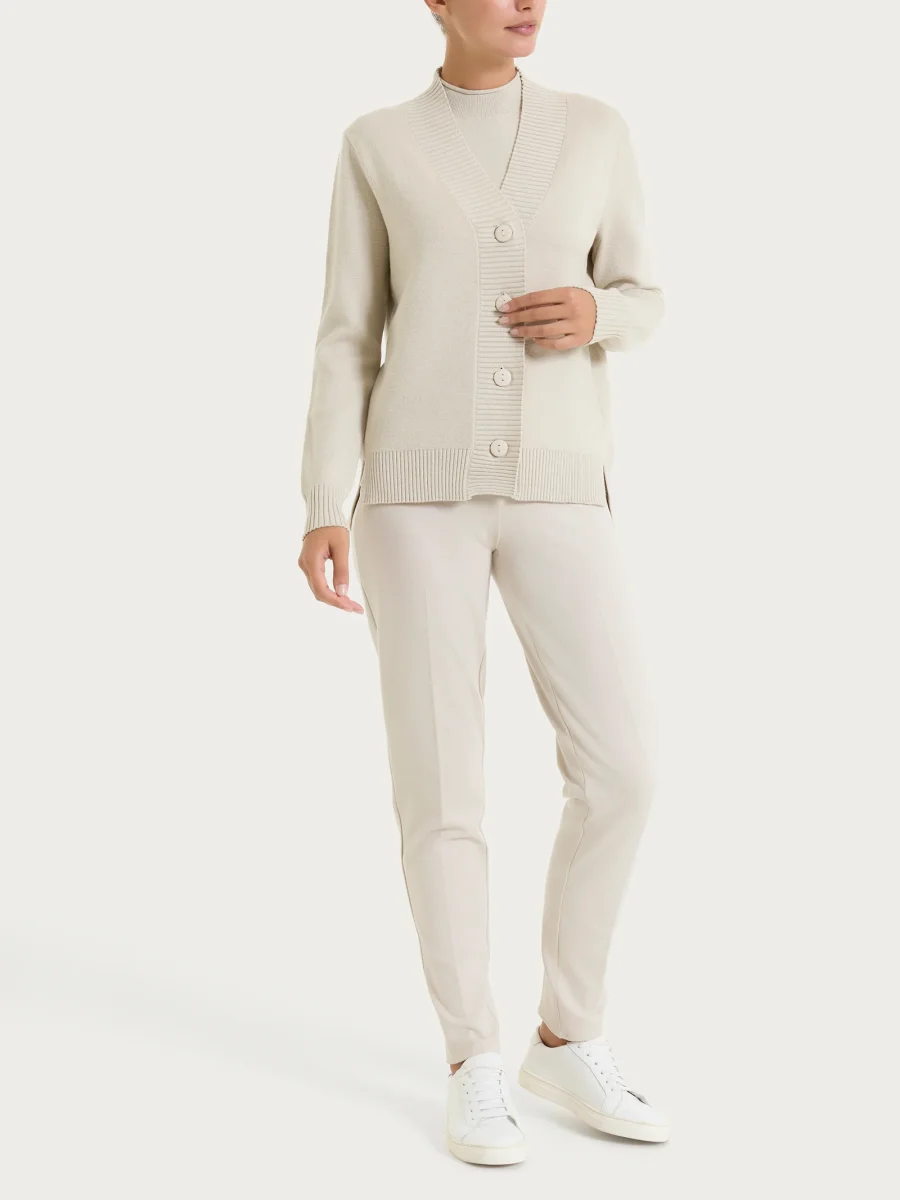 Cardigan asimmetrico con bottoni in Super Soft - Champignon - immagine 5