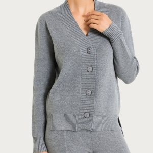 Cardigan asimmetrico con bottoni in Super Soft - Ferro Mel.