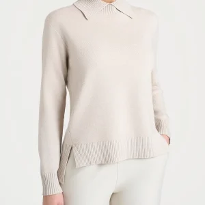 Maglia con collo alto con spacco in Super Soft - Champignon
