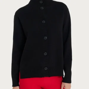 Cardigan aperto con bottoni in super soft - Nero